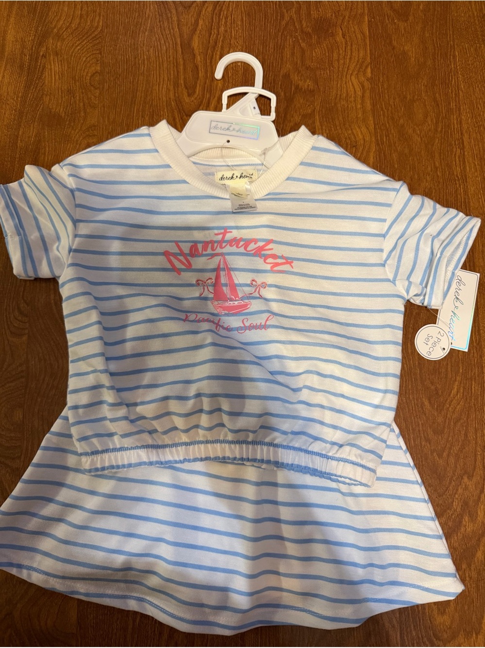 Derek Heart Blue & White Striped Top and skort size 6 NWT